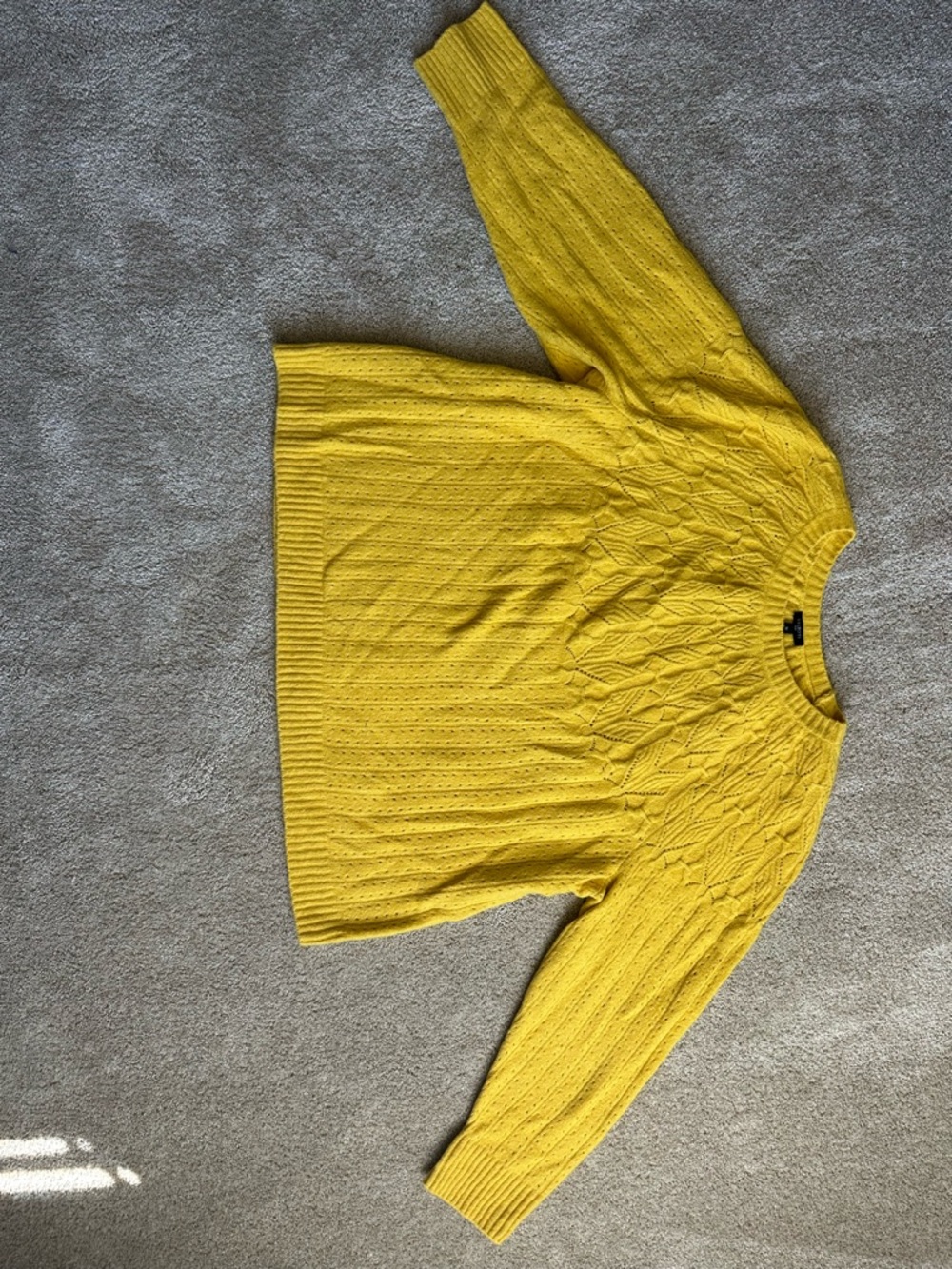 Talbots Bright Yellow Cable-Pattern Crewneck Sweater